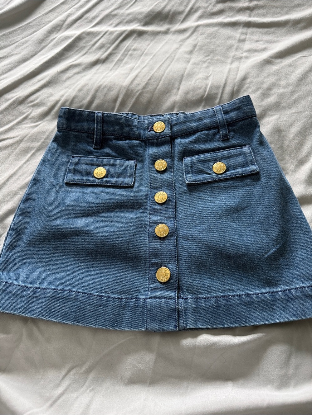 Crewcuts Dark Blue Denim Mini Skirt with Gold Buttons